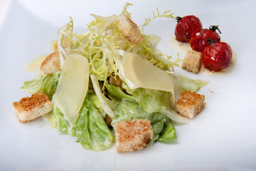 Fototapeta na wymiar Caesar salad closeup in the restaurant