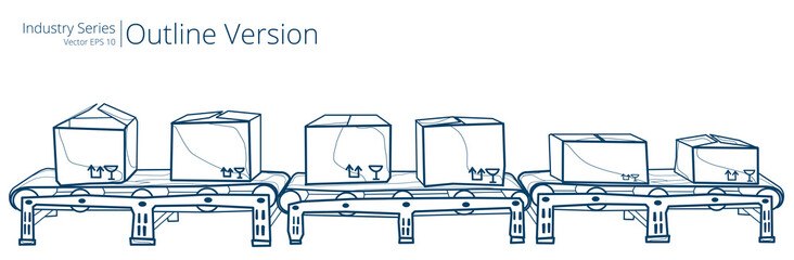 Vector illustration of conveyor belt, Outline Series.