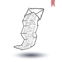 Envelope Mail Icon, Hand-drawn vector illustration.