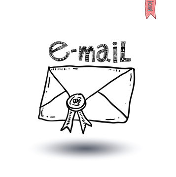 Envelope Mail Icon, Hand-drawn vector illustration.