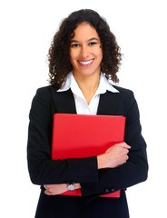 Young business woman with red folder