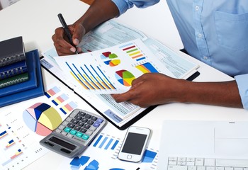 Hands of black businessman