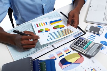 Hands of black businessman