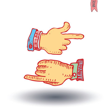 Pointing finger, Hand-drawn vector illustration