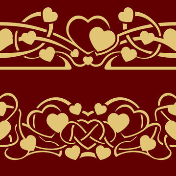 Gold Valentine Seamless Border