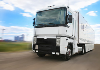 truck goes on the highway