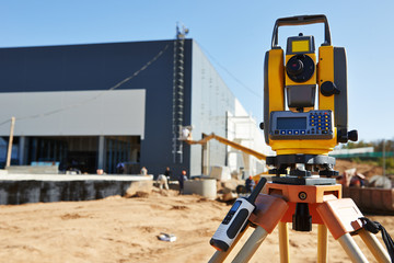 Surveyor equipment at construction site