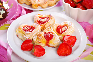heart shaped puff pastry cookies for valentines