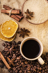 Obraz na płótnie Canvas caffè con zucchero di canna e spezie