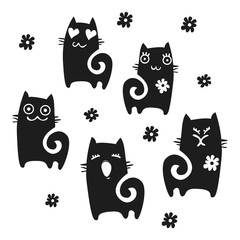 Cats collection - vector silhouette sets