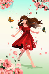 Beautiful girl with flowers