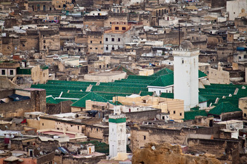 Fototapeta na wymiar Aerial view of a mosque in Fes