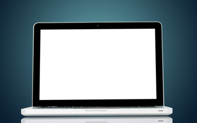 White Laptop with blank screen