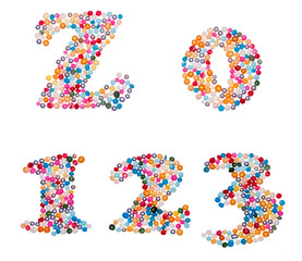 Numbers made of colorful sprinkles