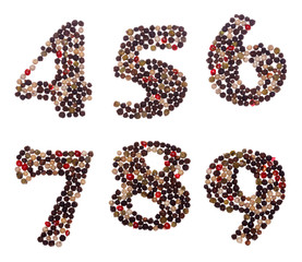 Numbers made of mixed peppercorns