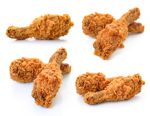 Golden brown fried chicken drumsticks