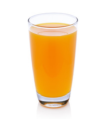 glass of orange juice on white background