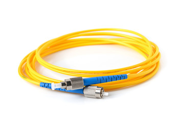 Fototapeta premium Fiber optic cable on white background