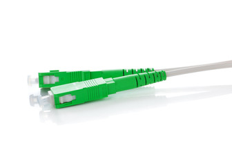 Fiber optic cable on white background