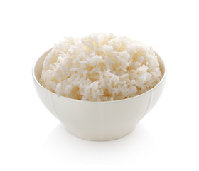 bowl full of rice on white background