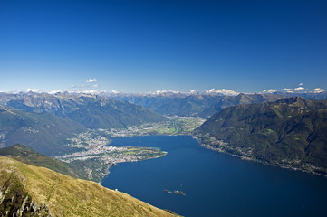 View on the swiss mountains and on the lake maggiore