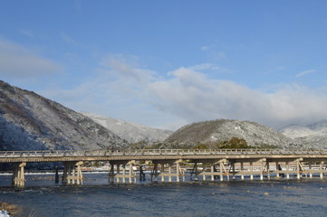 雪景色の嵐山