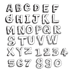 Hand drawn letters font written with a pen