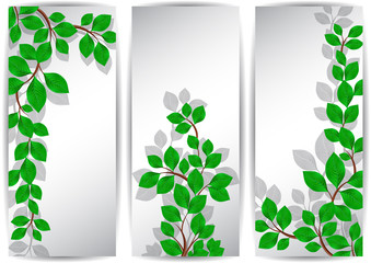 Banners with green leaves
