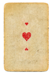 antique playing card ace of hearts paper background