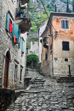 Streets of old medieval town Kotor