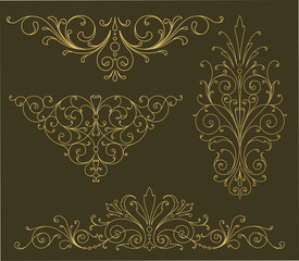 Gold Scroll Ornaments - 75524740