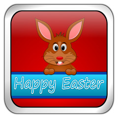 Easter bunny wishing happy easter button