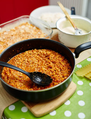Cooking lasagna at home