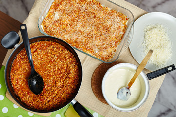 Cooking lasagna at home