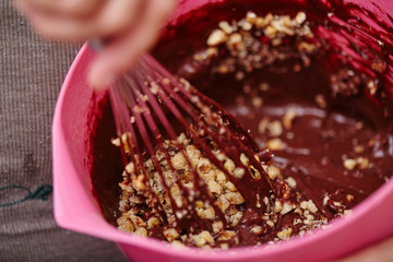 Whisking chocolate cream