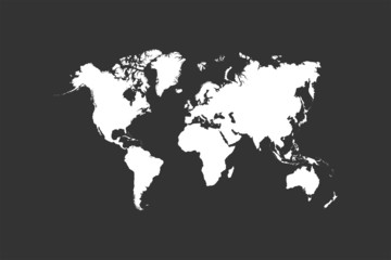 Fototapeta na wymiar Chalk World Map On Blackboard Vector