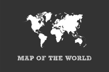 Chalk World Map On Blackboard Vector