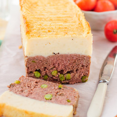 Meatloaf Topped with Cheesy Mashed Potato