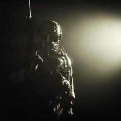 soldier in the smoke