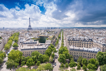 Paris city view with Eiffel Tower in background