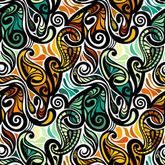 Colorful abstract seamless paisley pattern