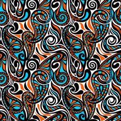 Colorful abstract seamless paisley pattern