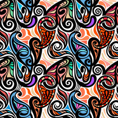 Colorful abstract seamless paisley pattern