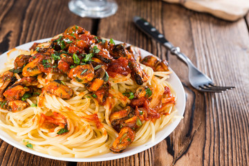Portion of Spaghetti with Mussels