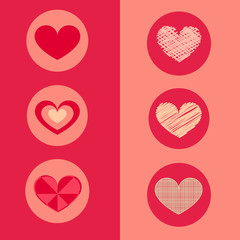 vector heart shape flat  design set , Valentine's Day, love