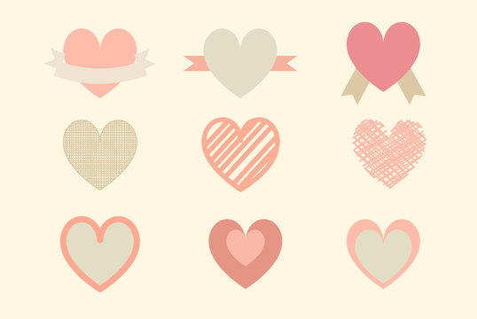vector heart shape flat  design set , Valentine's Day, love