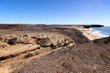 Lanzarote, Spain - View of a beautiful bay and beach at the Play