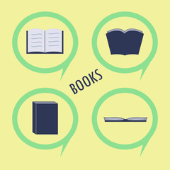 Book, read, reading vector flat design icon in a circle set