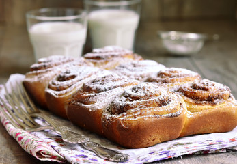 Yeast rolls with cinnamon.