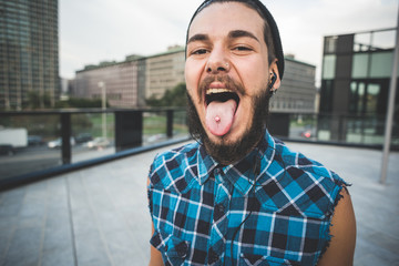 young handsome bearded hipster man